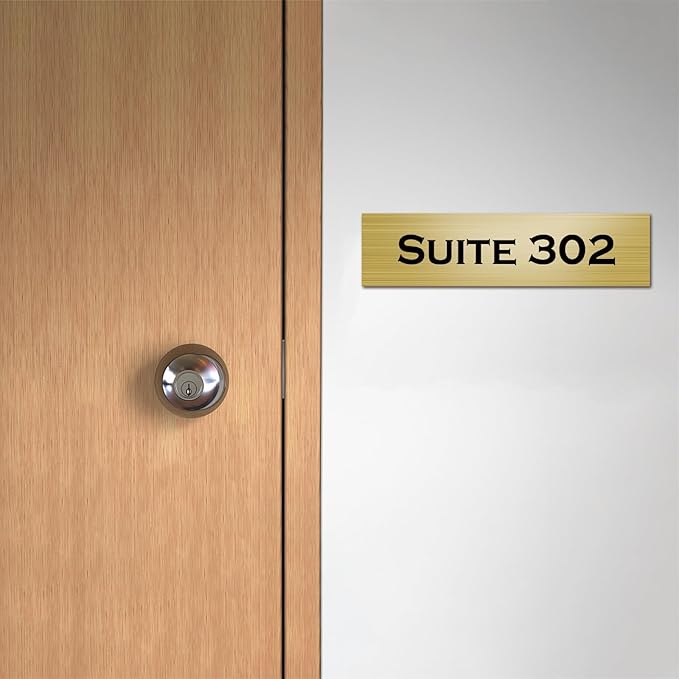 Custom Office Engraved Name Plate for Door or Wall Sign, Personalized Door Name Plate for Office with Adhesive, Laser Engraving, 10 Colors Available, 3 Styles (2" x 8")