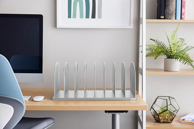 Safco Onyx Desk Organizer with 8 Vertical Sections, File Organizer for Home, Office, Classroom & More, Steel Mesh Construction