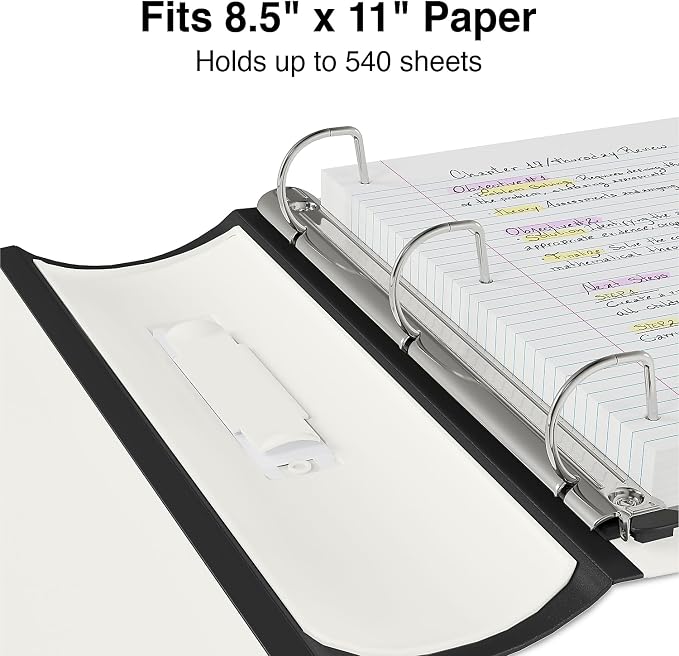 Staples Better Binder, 2-Inch 3-Ring, White, Locking Rings, 2-Pack | Wide spine view binder with durable construction for office organization.