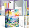 3 Ring 1 Inch Binder Organizer, KLLVE Three Ring Binders with Clipboard, 5-Tabs Pockets Dividers, Plastic Folder, 18 Divider Stikers,Pen Loop (Color Trail, Letter Size)