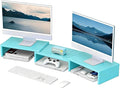 Desk Organizers and Accessories, Dual Monitor Stand Riser, Monitor Desk Shelf for Desktop Organization (Blue)