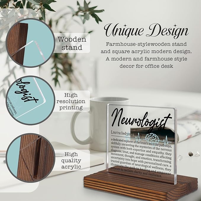 Neurologist Gifts, Thank You Appreciation Gifts for Brain and Nerve Specialists Week Graduation Birthday Christmas Medical Neurology Doctor Office Desk Decor Decorative Signs Plaque PA013
