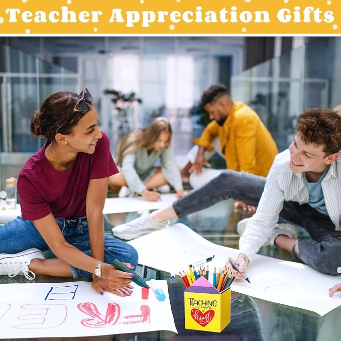 Sherr 10 Pcs Back to School Teacher Gifts Inspirational Pencil Cups Bulk | First Day of School Gifts for Teachers, Acrylic Pencil Shaped Pen Holders, Appreciation Gifts for Teachers Counselors School