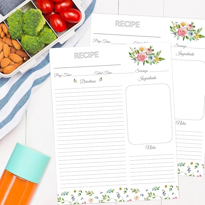 Recipe Binder 8.5x11 3 Ring with Plastic Sleeves, Blank Recipe Book Binder | Waterproof recipe binder 8.5x11 with plastic sleeves, recipe cards and gift box to make your own cookbook(Retro Cups).