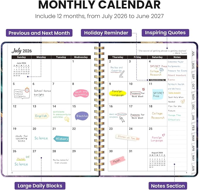ZOTIA Planner 2026-2027 Weekly & Monthly Calendar Planner Jul 2026-Jun 2027