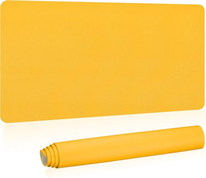 Patikil 31"x15" Desk Mat, Non-Slip Waterproof PU Leather Desk Pad Dual Sided, Yellow