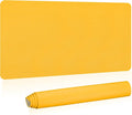 Patikil 31"x15" Desk Mat, Non-Slip Waterproof PU Leather Desk Pad Dual Sided, Yellow