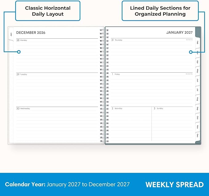 Blue Sky 2027 Weekly & Monthly Planner Calendar, 8.5"x11", Amitza