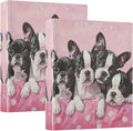 Boston Terrier Puppies Pink 1.5 Inch Binders 3 Ring for Letter Size Holds 200 Sheets Notebook Binder with Clipboard for Women or Men 2 Pack