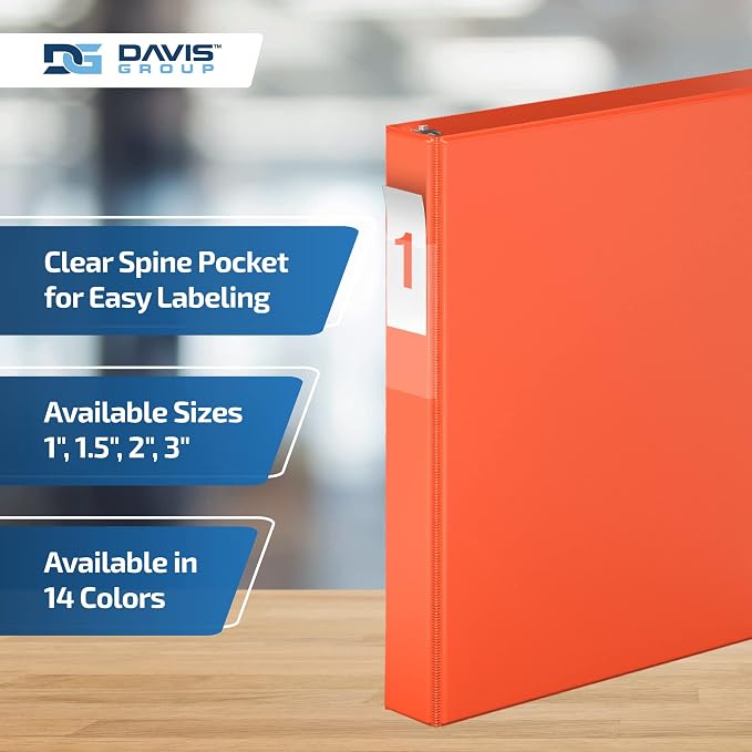 Premium Economy 6-Pack 3-Ring Binders for School or Office, D-Ring Binders, 1 Inch, Orange | Heavy-duty binder, fits 8.5" x 11" paper, orange, customizable spine, made in Canada, ideal for school or office use