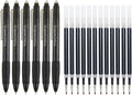 Volcanics Retractable Clicker Erasable Gel Pens, Soft Black, 0.7mm, 18 PCS