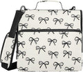 Black Bow Pattern Zipper Binder 3 Ring with Handle and Shoulder Strap, 500 Sheet Binder Organizer Capacity & Multi-Pockets for School Office