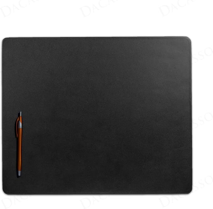 Dacasso Classic Black Leather 17" x 14" Luxury Conference Table Pad - Leather Desk Blotter for Writing - Boardroom Organization & Executive Desk Décor