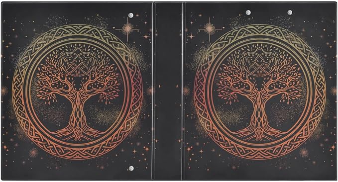 Round Tree of Life D Ring Binders 1.5 Inch with Clear Pocket, School Office Supplies Water Resistant Kitchen Recipe Organizer Hard Round Ring View Binders with Aesthetic Print