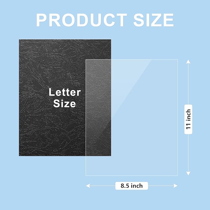 HOUYEE Binding Covers and Combs Set, 8.5x11 Inches, Including 50 Pcs Leather Texture Paper Binding Covers, 50 Pcs 8 Mil Clear PVC Sheets and 20 Pcs Assorted Combs | 50Pcs 8Mil Clear Binding Covers, 50Pcs 10Mil Black Leather Texture Paper Backs, 20Pcs 3...