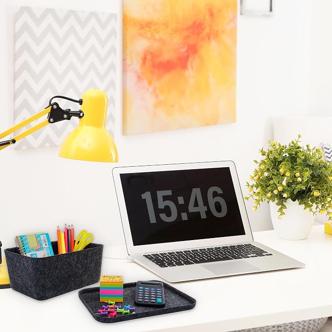 Felt deep Storage Bins lidded Drawer Organizer Caddy Charcoal Box