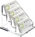 YUXUN Business Card Holder for Desk Clear Acrylic Business Cards Display Stand Name Card Holder Case Organizes 200 Cards-4 Slot 4 Tier 1 Pack(4 slot-H)