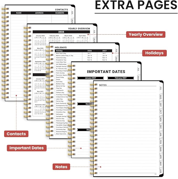ZOTIA Academic Planner 2026-2027, Monthly & Weekly Jul 2026-Jun 2027 | Lily Garden, 6.3" x 8.5" Calendar Planner for Women, Hardcover Pretty Organizer for Women, School Office Home Supplies