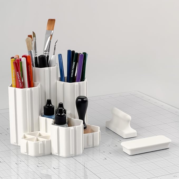 Glassboard Studio Hexaflex Organizer Set - Pen and Pencil Holder for Desk, Versatile Hexagon Design, Adjustable Dividers, 12 Color Options - Desk and Office Organization (Seaside Teal)