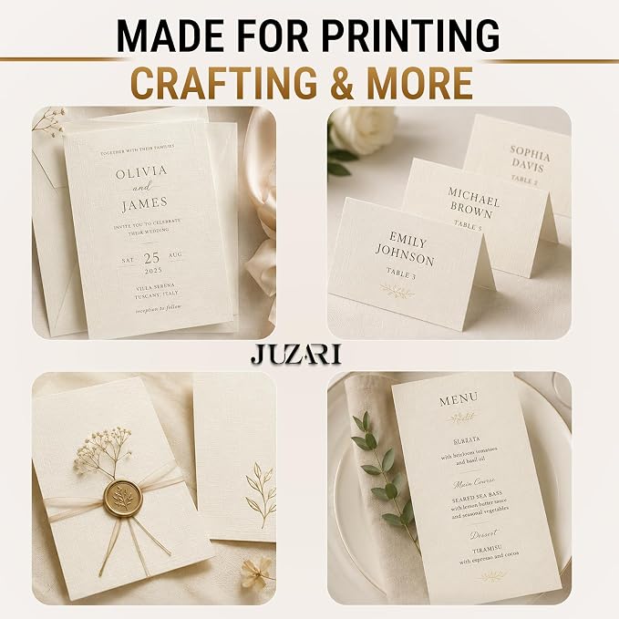 50 Sheets Ivory Linen Paper Textured Cardstock 8.5 x 11, 100 lb Card Stock Paper Letter Size Cardstock for Invitations, Greeting Cards, Card Making, Crafting, Die Cutting and DIY Projects