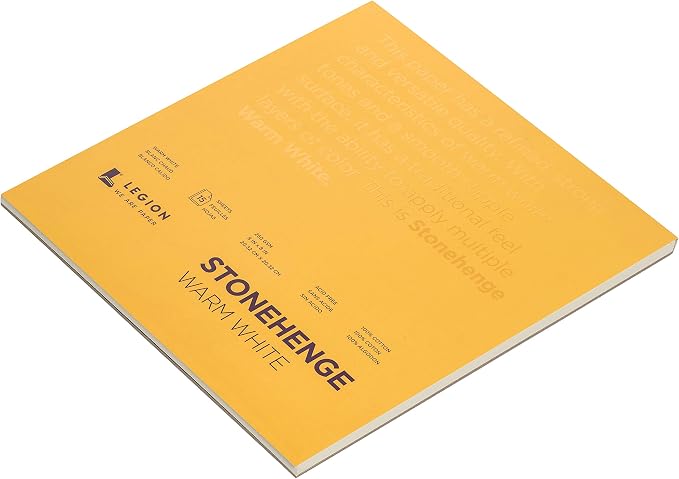 Stonehenge 100% Cotton Medium Weight Pad, Warm White, 8 x 8 inches, 250gsm, 15 Sheets for Dry Media