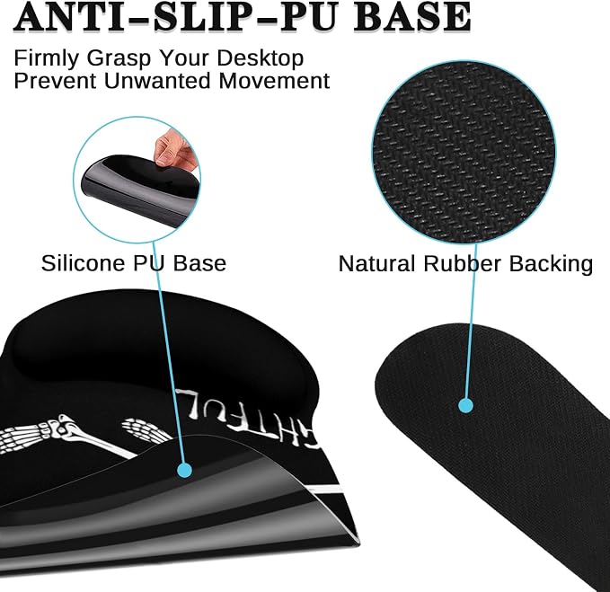 Keyboard Mouse Pad Set, 4 in 1 Desk Mat Set, Skull Skeleton Black | Large Mousepad+Keyboard Wrist Rest+Mouse Wrist Rest+Coaster Ergonomic Design for Home Office Computer