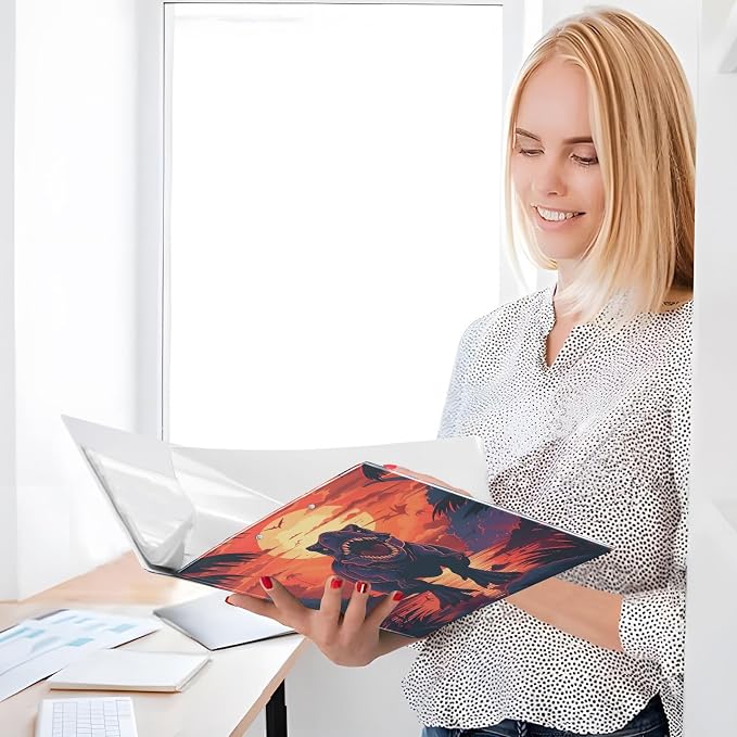 3 Ring Binder Dinosaur 1.5" Round Ring Binders View Binder with 200 Sheet for Women Men Office Kids School Supplies, 1 Pack