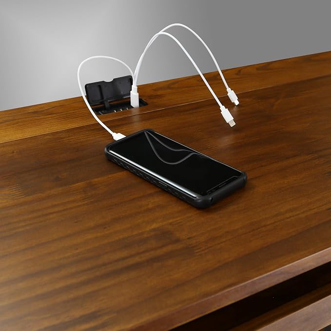 Casual Home Folding Desk with Pull-Out & USB Ports