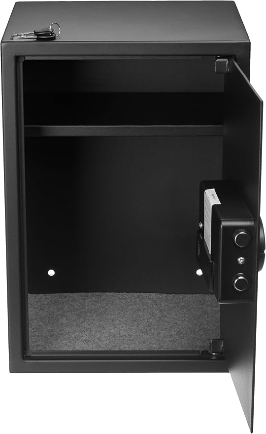 Amazon Basics Steel Home Security Safe Box with Electronic Keypad Lock for Documents, Jewelry, Valuables, 1.8 Cubic Feet, Black, 13.8"W x 13"D x 19.7"H