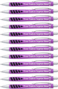 ExpressDesigns™ - Your Name or Imprint on our Custom Printed Addison Ballpoint Pen - Rubber Grip For Writing Comfort And Control, black ink, medium point - 12 Pack (Purple)