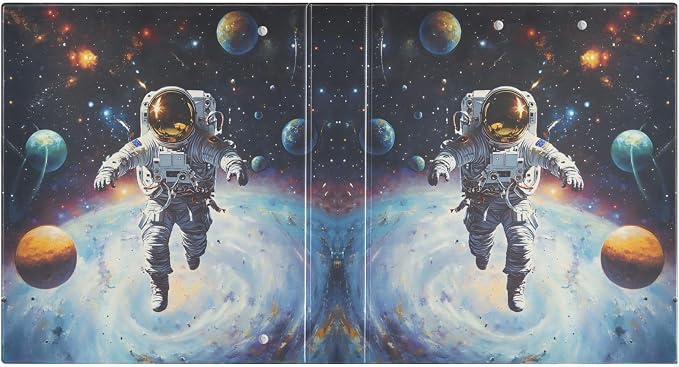 3 Ring Binder Astronaut Space Planet 1.5" Round Ring Binders View Binder with 200 Sheet for Kids School Supplies Women Men Office, 1 Pack