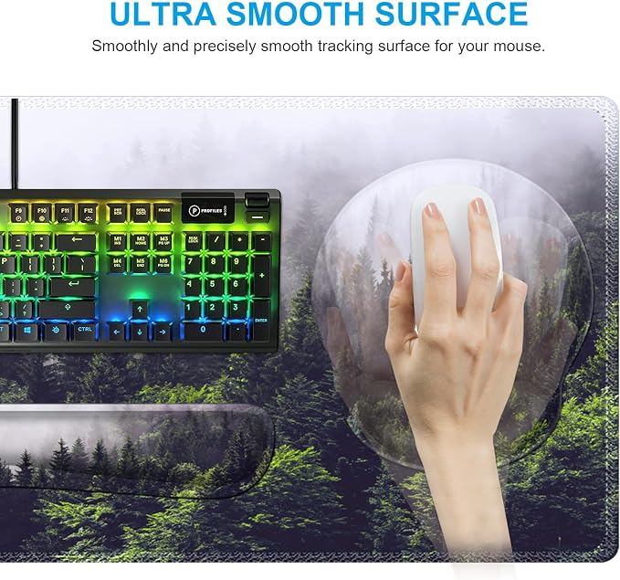 iCasso Forest Computer Pad 35.4"x15.7", Desk Blotter for Classroom | Study Ergonomic Desk Pad Featuring Keyboard Wrist Rest, Cute Mousepad Set for Gaming Computer Office Workspace Area