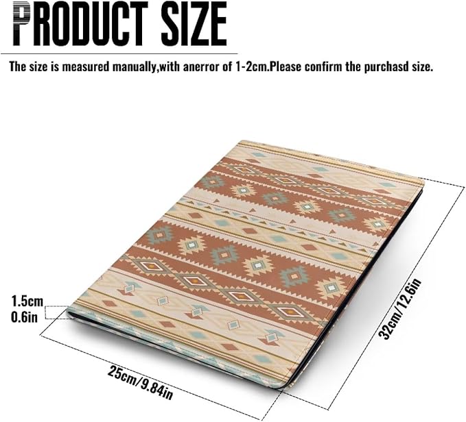 Dreaweet Aztec Padfolio Southwestern Geometric Leather Portfolio Binder Organizer,Folio Notebook with Clipboard for Office,Business,Work,Portfolio Folder for Documents Resume