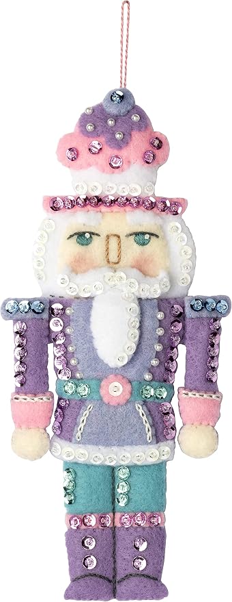Bucilla Felt Applique 6 Piece Ornament Making Kit, Nutcracker Sweet, Perfect for DIY Arts and Crafts, 89292E