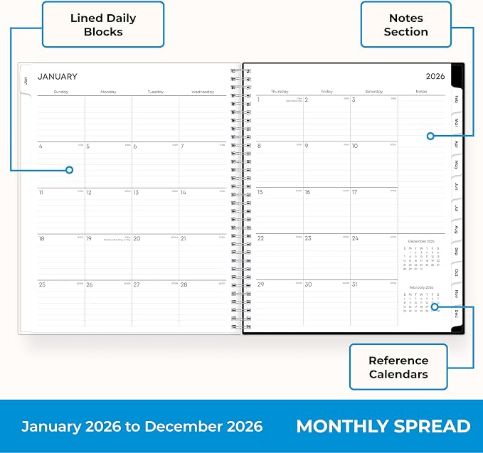 Blue Sky 2026 Weekly & Monthly Planner Calendar, 8.5"x11", Analeis