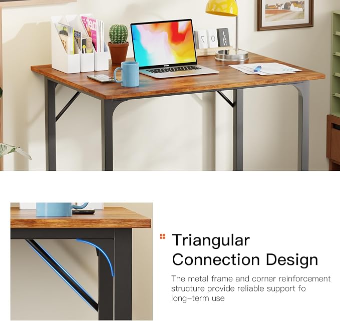 PayLessHere | 32 Inch Computer Desk | Vintage | Sturdy Office Desk | Metal Frame, Adjustable Feet | Water-Resistant, Scratchproof Surface | Writing Table for Home Office or Study | Pack of 1