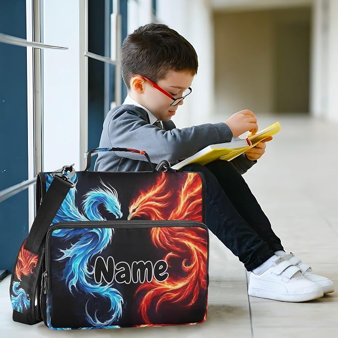 Custom Dragon Phoenix 3 Ring Binder Bag 1.5 inch Personalized Name Binder Organizer 500 Sheet Documents Storage for School Office