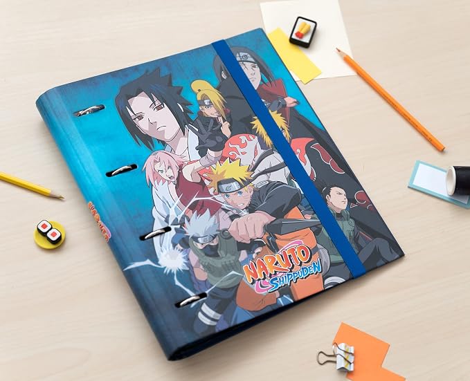 Grupo Erik 4 Ring Binder A4 - Naruto Shippuden | 10.6 x 12.6 inches - 27 x 32 cm - A4 Ring Binder Folder, Document Folder | Naruto Manga Gifts