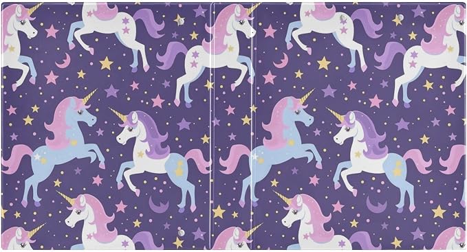 Purple Unicorns 3 Round Ring Binders | 1.5 Inch Binder with Clipboard, PVC Pockets, Work Organizer, Holds 200 Sheets for School Office 1 Pack