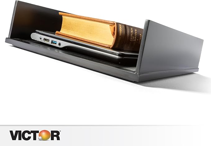 Victor 1142-5 Midnight Black Collection Front Load Letter Tray, Matte Black Paint with Faux Leather Tray Pad for a Professional Look
