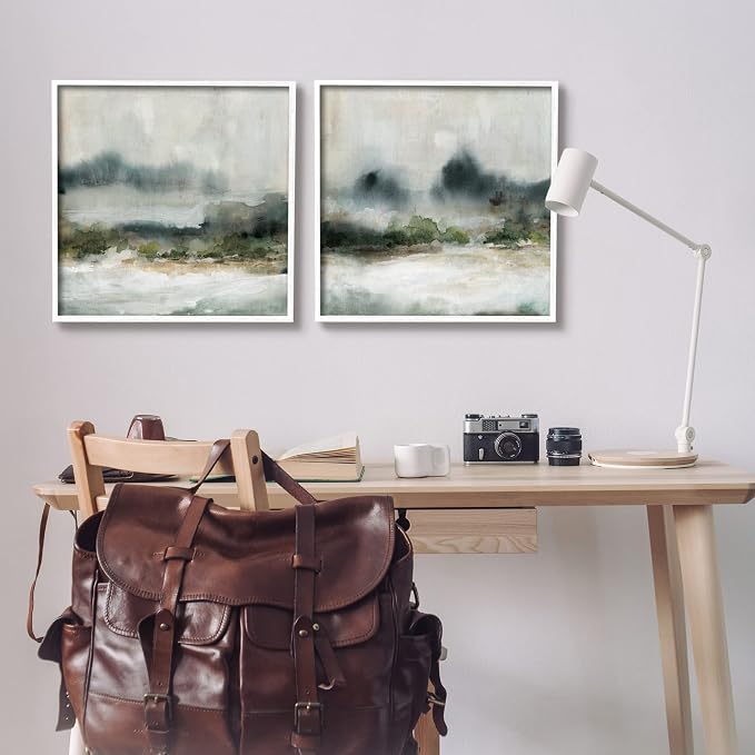 Somber Abstract Mountain Landscape, 24 x 24 Inch Framed Giclée Print Set | Stupell Industries · By Carol Robinson · Ready to hang · Modern decor for living room or office · Made in USA