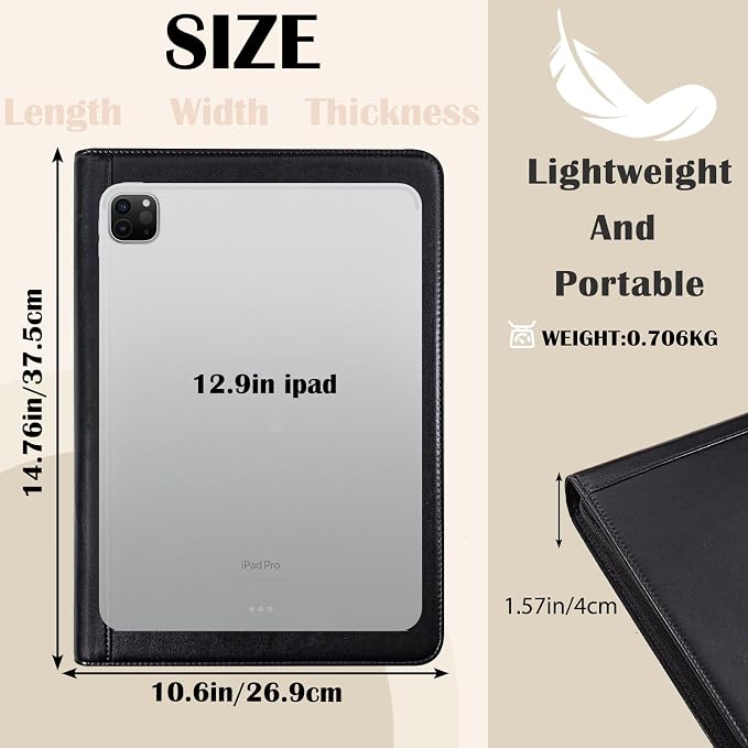 Calfinder Personalized Padfolios Portfolio Binder,3 Ring Leather Binder with Zipper,Professional Padfolios for Women&Men, Portfolio Organizer for Business,Work,School