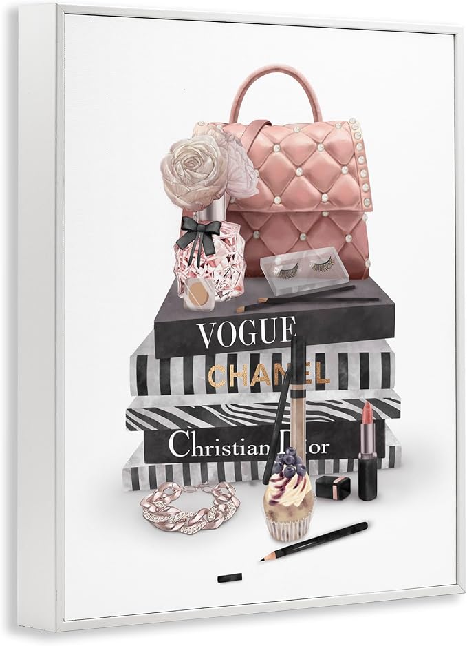 Fashion Bookstack Glam Still Life, 24 x 30 Inch Framed Giclée Print | Stupell Industries · By Ziwei Li · Ready to hang · Chic decor for bedroom · office · or living room · Made in USA