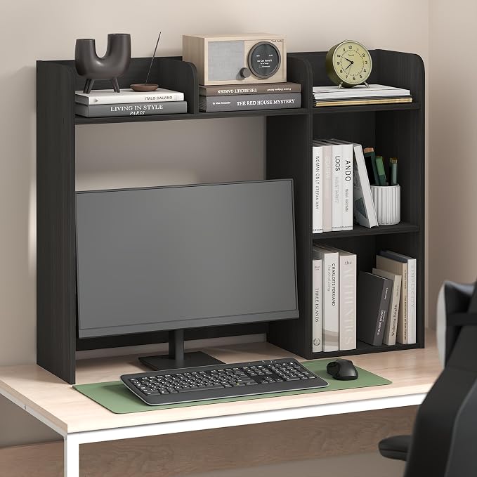 Furinno Classic Desk Shelf, 5-Shelf Desktop Hutch, Book Shelf, 3-Tier Desk Organzier, for Office Supplies, Office Desk Accessories, for Home Office, College, Dorm, Espresso