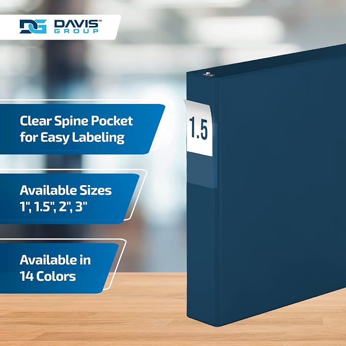 Premium Economy 6-Pack 3-Ring Binders for School or Office, D-Ring Binders, 1.5 Inch, Navy Blue