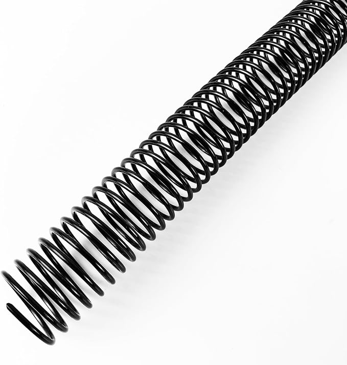 Binditek Plastic Spiral Binding Coils, 30 mm, 4:1 Pitch, Black, 50 Pack | Coil Binding Spines, 1-3/16", 260 Sheet Capacity, 48 Loops, for Letter-Size Reports, Presentations, School and Office Project