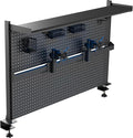 EUREKA ERGONOMIC Desk Pegboard Dual Monitor Stand 59x34 Black | Large steel pegboard with dual monitor stands, LED lighting, privacy panel and modular accessories for gaming desks