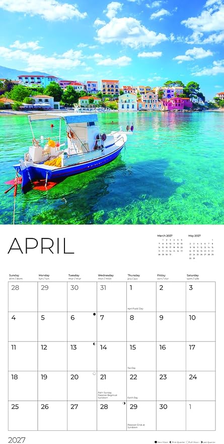 Greek Isles 2027 Wall Calendar, 12 x 24 Hanging Pacific Waters Press