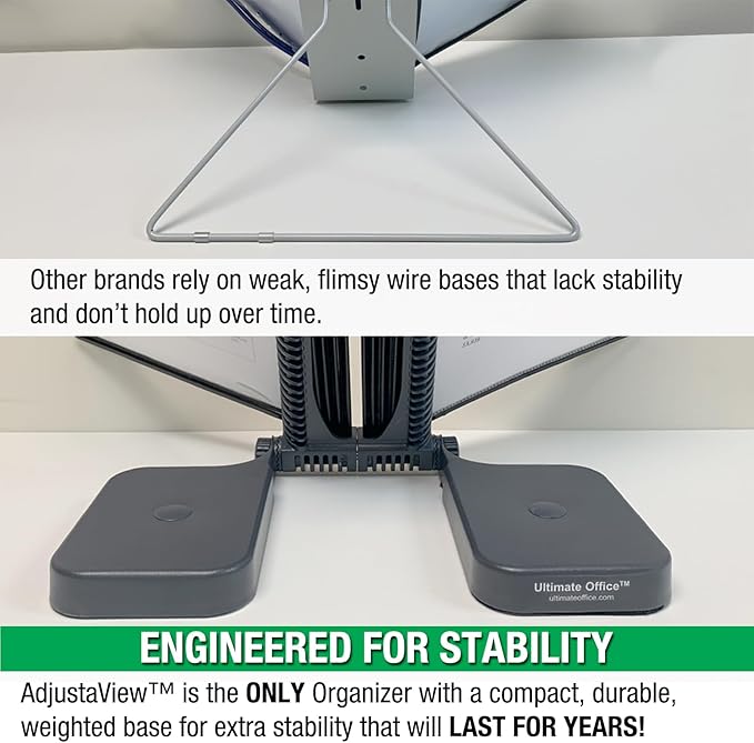 Ultimate Office AdjustaView Expandable Desk Reference Display Organizer 20B | 5 Adjustable Viewing Angles, Dual Weighted Base, 20 Letter Size EZ-Load Black Pockets, ADD-ON to Expand Capacity at Anytime