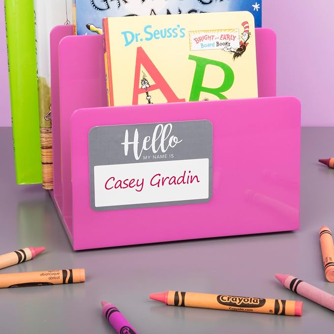 Avery® Flexible Name Tags, Hello My Name is, 2-1/3" x 3-3/8", White, Assorted Colored Border, Removable Adhesive, Laser/Inkjet Printable, 120 Total (8722)